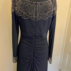 Elegant Navy Beaded Women's Dress